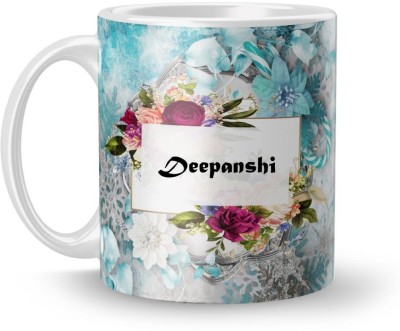 Beautum Name Deepanshi Printed White Ceramic (350)ml Model No:BTNAMXYZ004516 Ceramic Coffee Mug(350 ml)