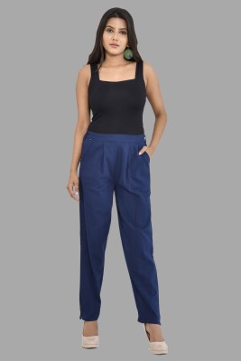 Me Craft Regular Fit Women Dark Blue Trousers