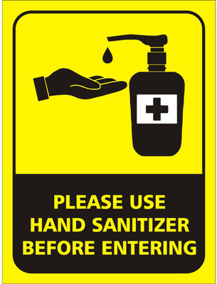 WALL STICKS Use Sanitizer - Hand Wash - Coronavirus Safety Prevention - Covid19 Precautions - Office - School - Industries - Self Adhesive Posters (9x12 Inch) Emergency Sign