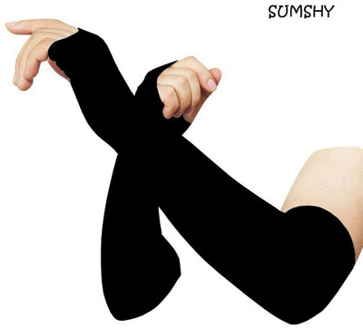 SUMSHY Microfibre Arm Sleeve For Men & Women(Free, Black)