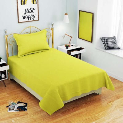 Divine Homes 150 TC Microfiber Single Solid Flat Bedsheet(Pack of 1, Neon)