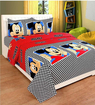 Kapi Fab 150 TC Polycotton Double 3D Printed Flat Bedsheet(Pack of 1, Black, Red)
