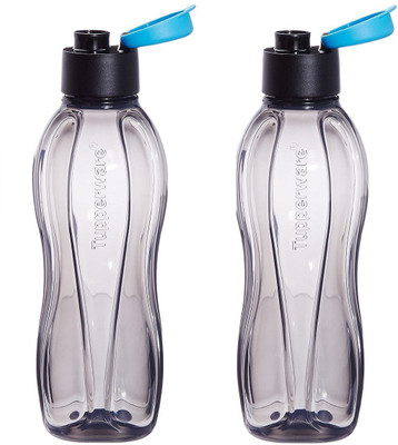 TUPPERWARE Flip Top Water Bottle, 750ml (Black) 750 ml Bottle(Pack of 2, Black, Plastic)