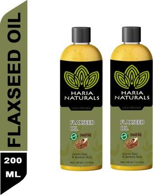Haria Naturals Cold Pressed Flax Seed Oil 200 ml Pack of 2 Hair Oil(200 ml)