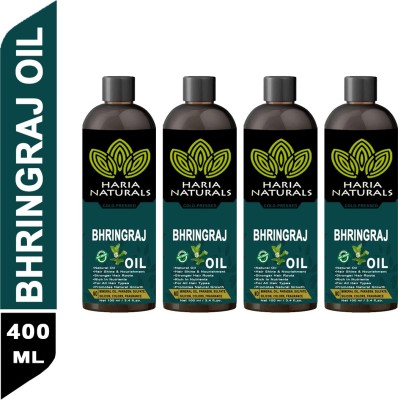 Haria Naturals Cold Pressed Bhringraj Oil 400 ml Pack of 4 Hair Oil(400 ml)