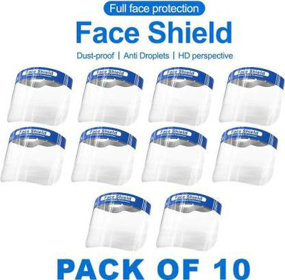 ZESTA Full Face Shield Mask Eyes Nose Protection (PACK OF 10) Face Shield Mask Safety Visor (Size - Free Size)