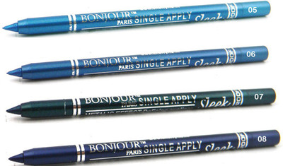 

Bonjour Paris Single Apply Water Proof Sky Blue-Turquoise-Green-Party Blue Kajal(Sky Blue, Turquoise, Green, Party Blue, 4.8 g)