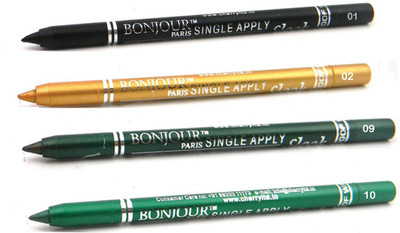 

Bonjour Paris Single Apply Water Proof Black-Golden-Leaf Green-Pure Green Kajal(Black, Golden, Leaf Green, Pure Green, 4.8 g)