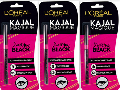 

L'Oreal Paris Loreal paris black kajal (Pack of 3)(Black)