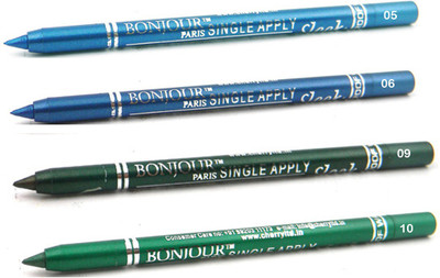

Bonjour Paris Single Apply Water Proof Sky Blue-Turquoise-Leaf Green-Pure Green Kajal(Sky Blue, Turquoise, Leaf Green, Pure Green, 4.8 g)