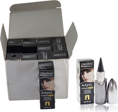 

7 Heaven's PHOTO GENIC ULTIMATE BLACK KAJAL PACK OF 12 PCS(Black RU-1)
