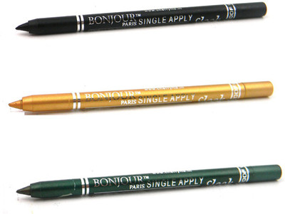 Bonjour Paris Single Apply 0807201621 Black-Golden-Green Kajal(Black, Golden, Green, 3.6 g)