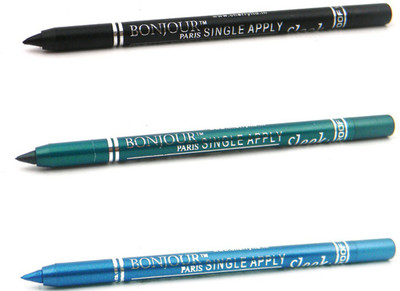 Bonjour Paris Single Apply 0807201618 Black-Green-Blue Kajal(Black, Green, Blue, 3.6 g)