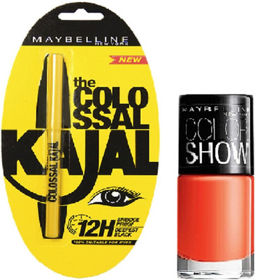 

Maybelline The Colossal Kajal with Nail Enamel - Orange Fix Free(Black)