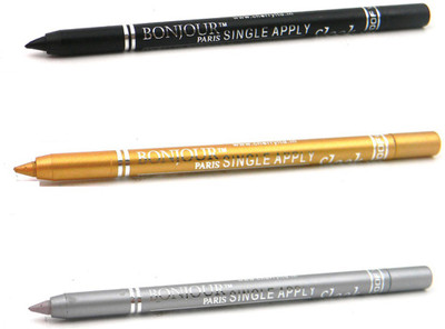 

Bonjour Paris Single Apply 0807201625 Black-Golden-Silver Kajal(Black, Golden, Silver, 3.6 g)
