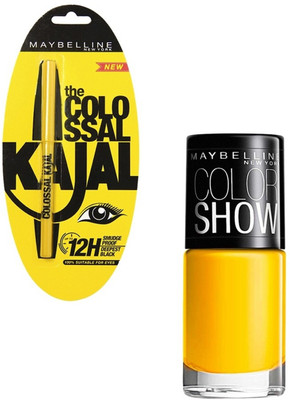 

Maybelline The Colossal Kajal with Nail Enamel - Sweet Sunshine Free(Black)