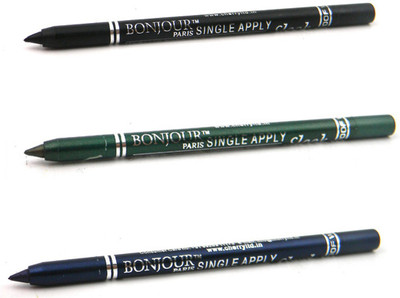 

Bonjour Paris Single Apply 0807201635 Black-Green-Navy Blue Kajal(Black, Green, Navy Blue, 3.6 g)