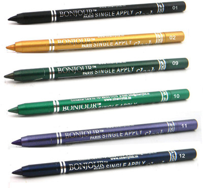 

Bonjour Paris Single Apply Water Proof Black-Green-Purple-Blue-Pure Green Kajal Combo(Black-Golden-Blue-Purple-Green-Navy Blue, 7.2 g)
