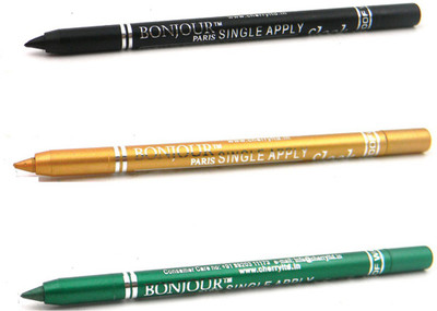 

Bonjour Paris Single Apply 0807201624 Black-Golden-Green Kajal(Black, Golden, Green, 3.6 g)