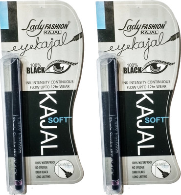 

Lady Fashion Single Stroke 100% Waterproof Black Kajal 02(Black,)