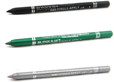 

Bonjour Paris Single Apply 0807201650 Black-Green-Silver Kajal(Black, Green, Silver, 3.6 g)