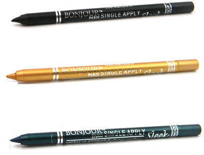 

Bonjour Paris Single Apply 0807201620 Black-Golden-Green Kajal(Black, Golden, Green, 3.6 g)