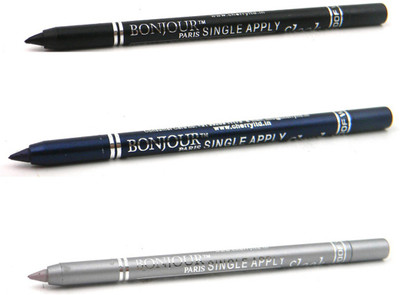 

Bonjour Paris Single Apply 0807201643 Black-Navy Blue-Silver Kajal(Black, Navy Blue, Silver, 3.6 g)
