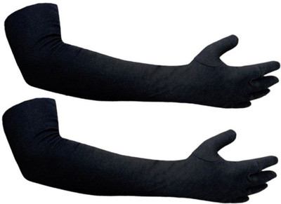KUBER INDUSTRIES Cotton Arm Sleeve For Boys & Girls(Free, Black)