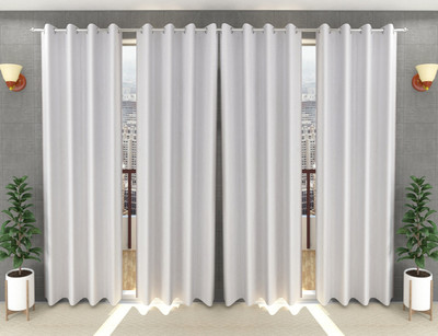 Loof Klapper 214 cm (7 ft) Door Polyester Semi Transparent Curtain (Pack Of 4)(White, Plain)