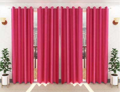 Loof Klapper 214 cm (7 ft) Polyester Semi Transparent Door Curtain (Pack Of 4)(Plain, Rani Pink)