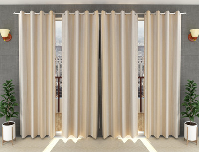 Loof Klapper 214 cm (7 ft) Door Polyester Semi Transparent Curtain (Pack Of 4)(Cream, Plain)