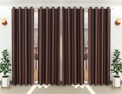 Loof Klapper 274 cm (9 ft) Long Door Polyester Semi Transparent Curtain (Pack Of 4)(Brown, Plain)