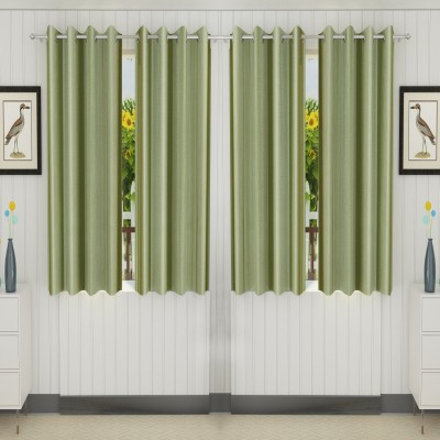 Loof Klapper 153 cm (5 ft) Polyester Semi Transparent Window Curtain (Pack Of 4)(Plain, Lite Green)