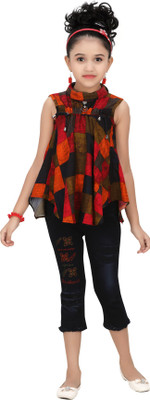 Arshia Fashions Girls Party(Festive) Top Capri(Multi)