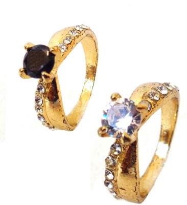 R R C Enterprises Brass Crystal Gold Plated Ring Set