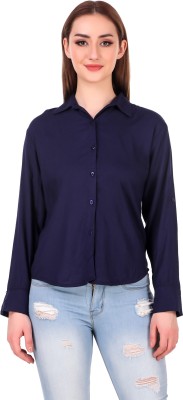 INSPIRE THE NEXT Women Solid Formal Dark Blue Shirt