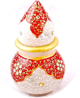 

Purpledip Stoneware Kalash(Height: 4 inch, White, Red)