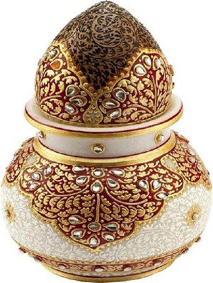 

Shopile Premium White Marble Gold Embrossed Marble Kalash(Height: 6 inch, Multicolor)