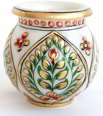 

Craft International Handmade Marble Kalash Gold Painted Marble Kalash(Height: 3 inch, White, Red, Green, Gold)