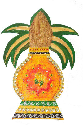 

Craftszilla Handmade Ganesha Kalash Wooden Kalash(Height: 14.5 inch, Orange)