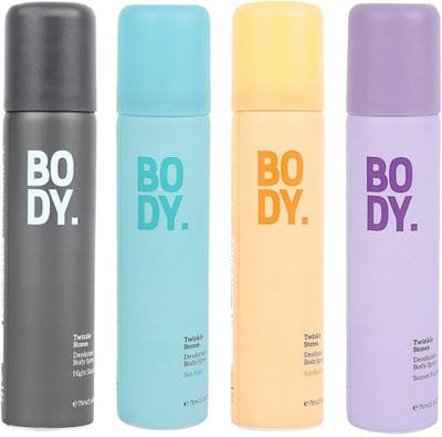 MINISO Twinkle Stones Deodorant (Pack of 4) Body Spray for Men Women (SUNSHINE ORANGE+SEA MIST+SUNSET PURPLE+NIGHT SHADE) Body Spray  -  For Men & Women