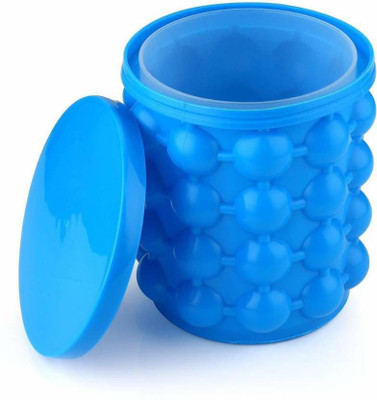 VP STORES 1 L Silicone Silicone Ice Cube Genie Maker Revolutionary Space Saving Ice Cube Trays Molds Bucket for Chilling Burbon Ice Bucket(Blue)