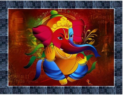 LiveArts Beautiful Lord Ganesha art Digital Reprint 10.5 inch x 13.5 inch Painting(With Frame)