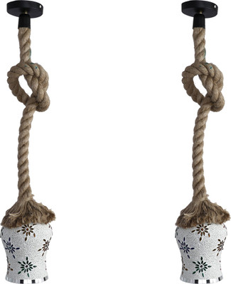 AFAST Ultra Stylish Pendant Ceiling Lamp Light Hanging In Rope With Hand Decorative Designer Glass Shade (Set Of Two ) Rf53 Pendant Lamp Ceiling Lamp(Multicolor)