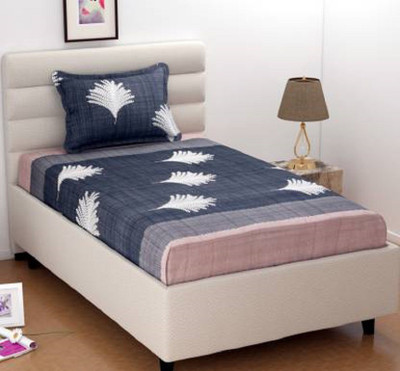 Divine Homes Microfiber Single Flat 150 TC Printed Bedsheet(Pack of 1, Blue)