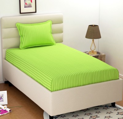 Divine Homes 150 TC Microfiber Single Striped Flat Bedsheet(Pack of 1, Neon)