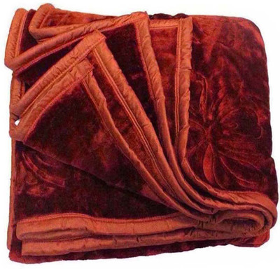 Swikon star Self Design Double Mink Blanket for  Heavy Winter(Microfiber, Coffee)