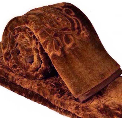 SIMAM Self Design Double Mink Blanket for  Heavy Winter(Polyester, Brown)