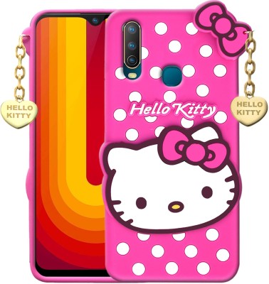 SUNSHINE Back Cover for Vivo Y15 - Hello Kitty Case | 3D Cute Doll | Soft Silicone Rubber Girl Back Cover with Pendant(Pink, Flexible, Pack of: 1)