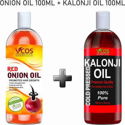 Vcos Cosmetics ONION OIL 100 ML + KALONJI OIL 100 ML For Hair Growth and Complete Hair Treatment Hair Oil(200 g)